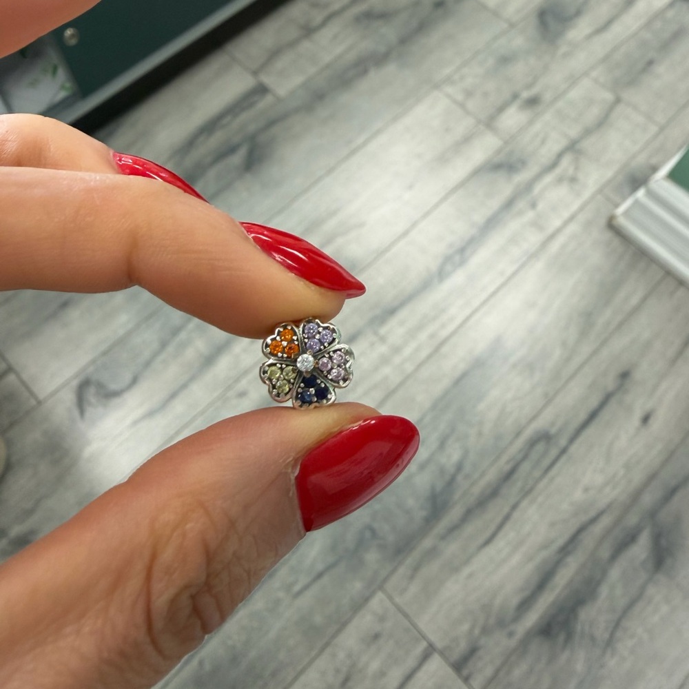 Elegant Multi-Color Gemstone Flower pandora charm